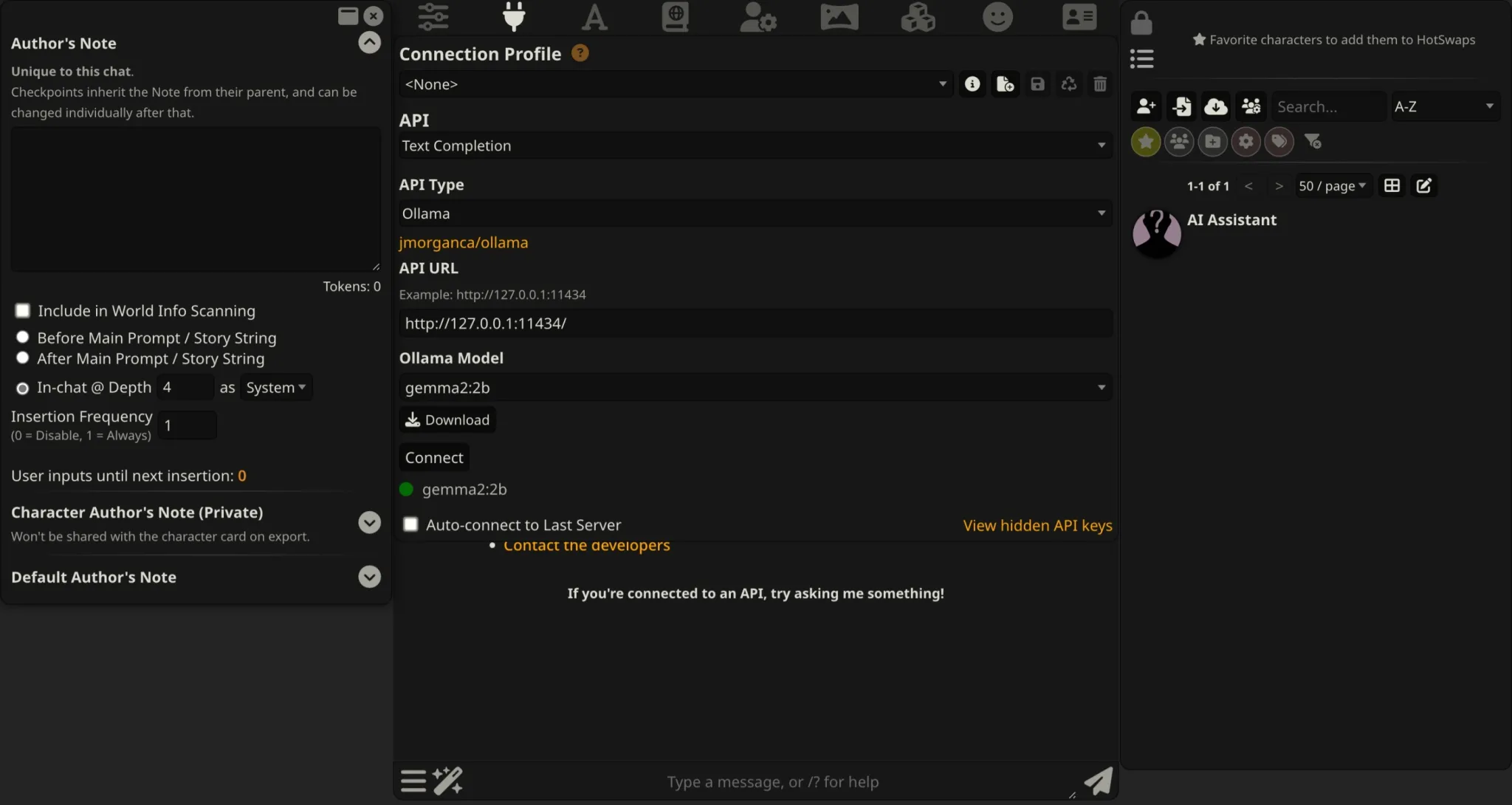 MiniTavern 中的 Ollama 連接設置