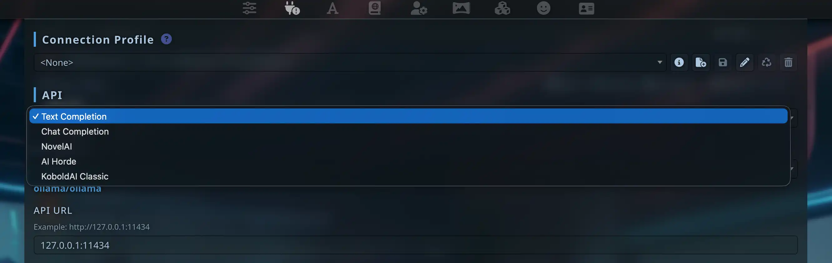 Переключение на Text Completion