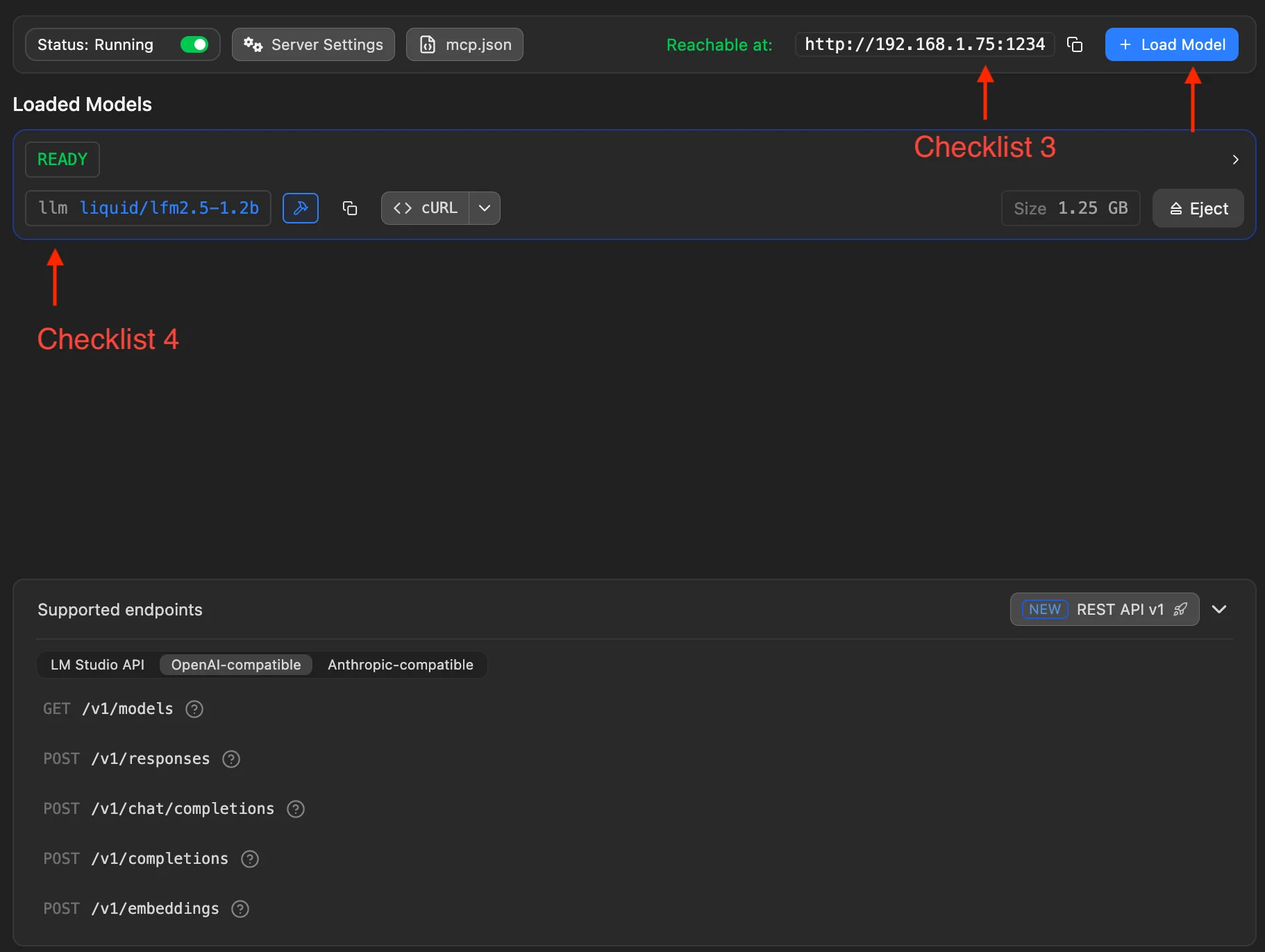 Confirm LAN address and load model