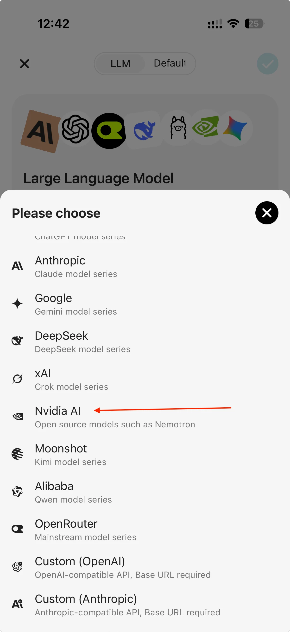 Select Custom Provider