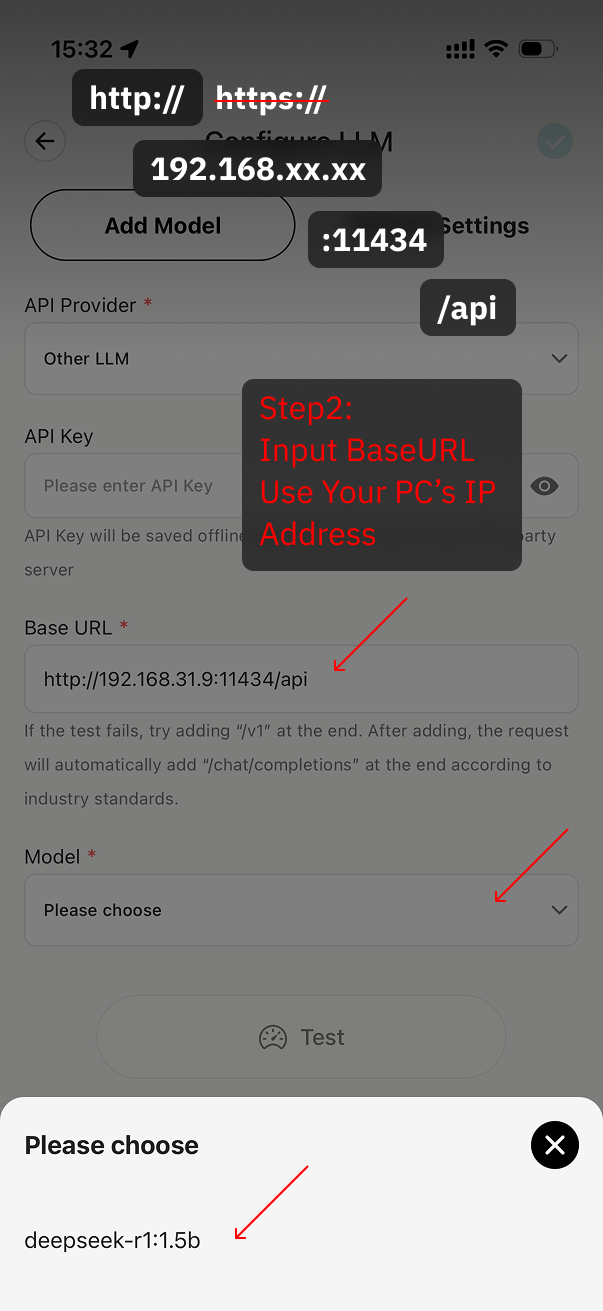 Enter Ollama Base URL